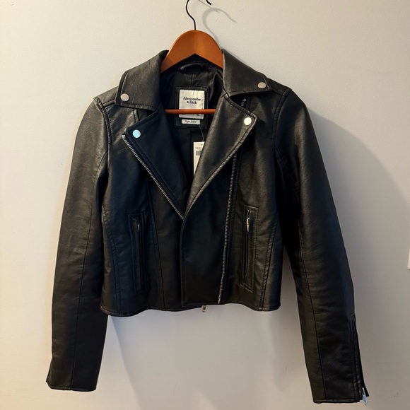 Abercrombie & Fitch Black Leather Jacket - Picture 1 of 4